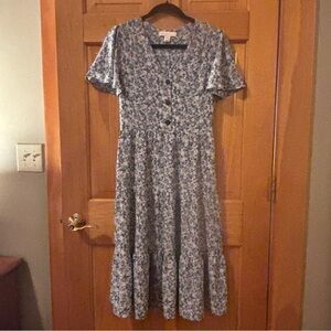 Monteau Blue Floral Midi Dress